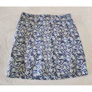 Talbots Womens Casual Skirt Size 16 Petite Blue Geometric Print with‎ Pockets